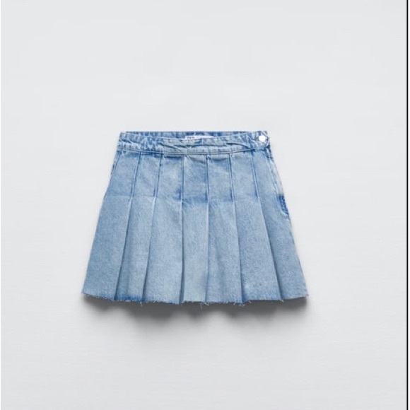 Zara Box Pleat Denim Mini Skirt - Picture 6 of 6